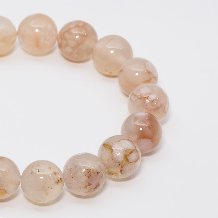【一点もの】桜瑪瑙 シンプルブレスレット 桜満開 約11.5mm