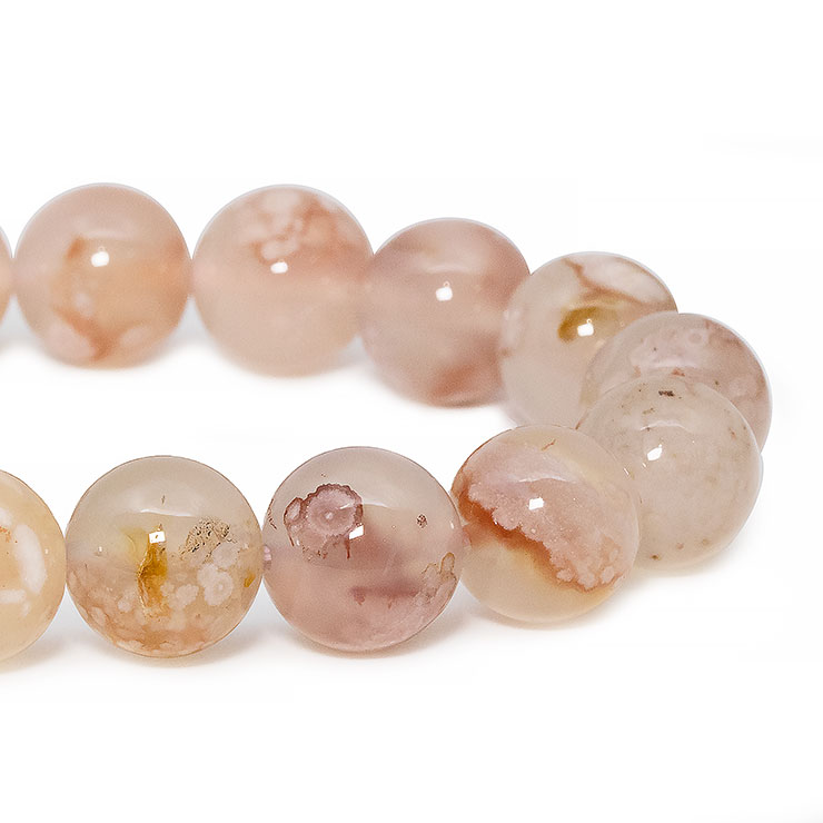 【一点もの】桜瑪瑙 シンプルブレスレット 桜満開 約11.5mm