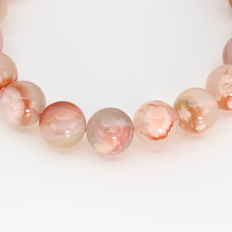 【一点もの】桜瑪瑙 シンプルブレスレット 約10.5mm