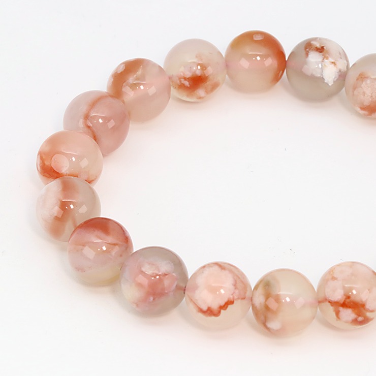 【一点もの】桜瑪瑙 シンプルブレスレット 約10.5mm