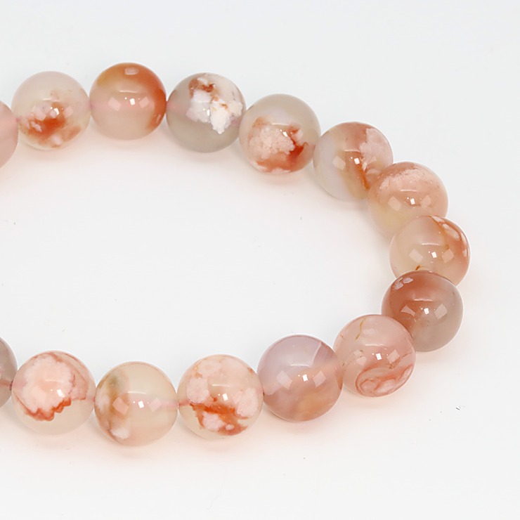 【一点もの】桜瑪瑙 シンプルブレスレット 約10.5mm
