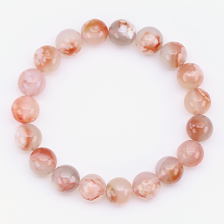 【一点もの】桜瑪瑙 シンプルブレスレット 約10.5mm
