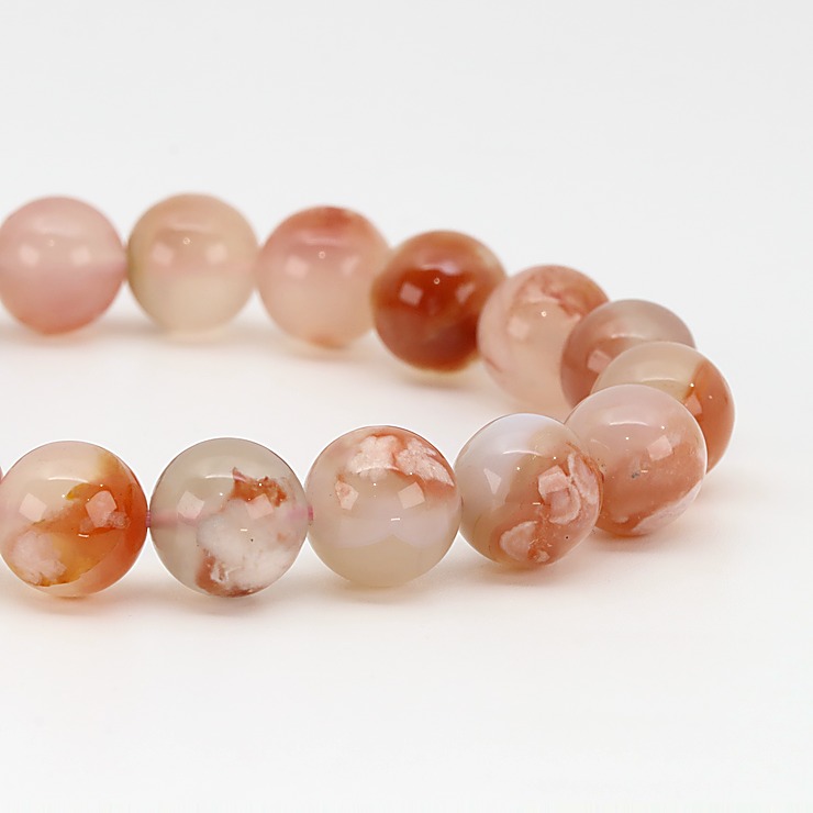 【一点もの】桜瑪瑙 シンプルブレスレット 約10.5mm