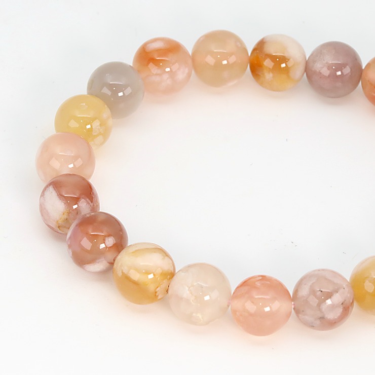 【一点もの】桜瑪瑙 シンプルブレスレット 約9.5mm