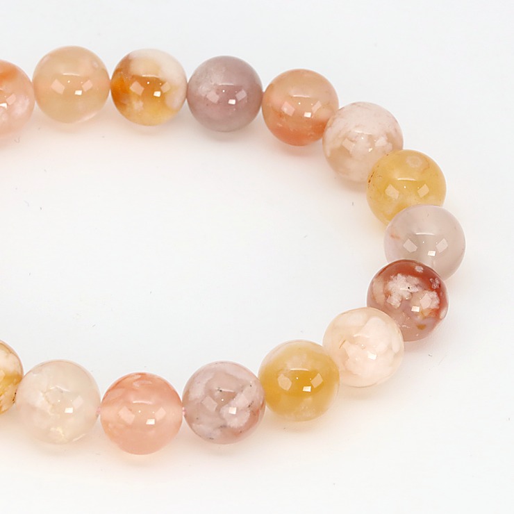 【一点もの】桜瑪瑙 シンプルブレスレット 約9.5mm