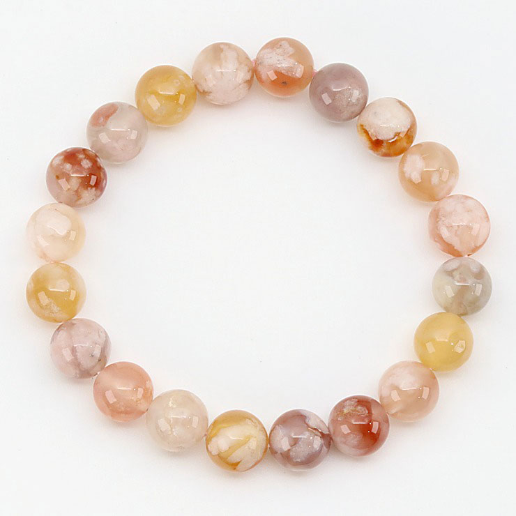 【一点もの】桜瑪瑙 シンプルブレスレット 約9.5mm