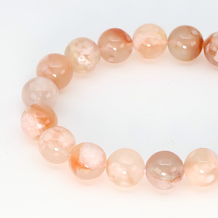 【一点もの】桜瑪瑙 シンプルブレスレット 約10.5mm