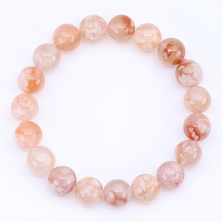 【一点もの】桜瑪瑙 シンプルブレスレット 約10.5mm