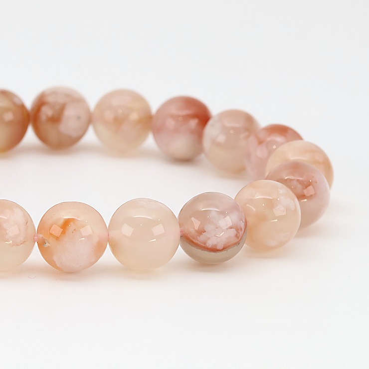 【一点もの】桜瑪瑙 シンプルブレスレット 約10.5mm