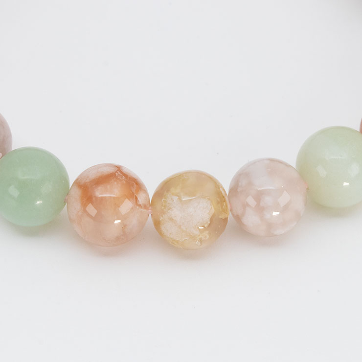 【一点もの】桜瑪瑙 シンプルブレスレット 緑ミックス 約10mm