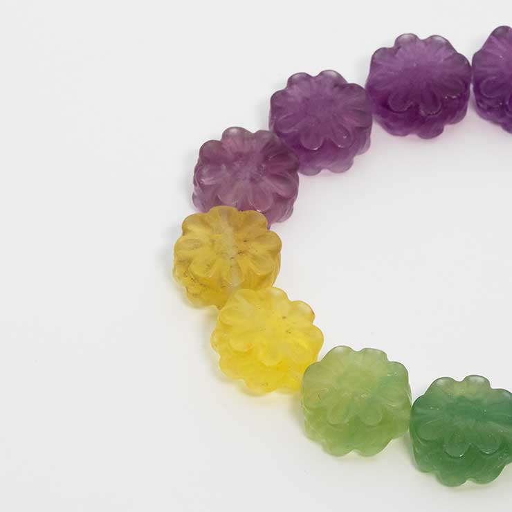 【一点もの】フローライト シンプルブレスレット フラワー