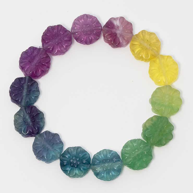 【一点もの】フローライト シンプルブレスレット フラワー