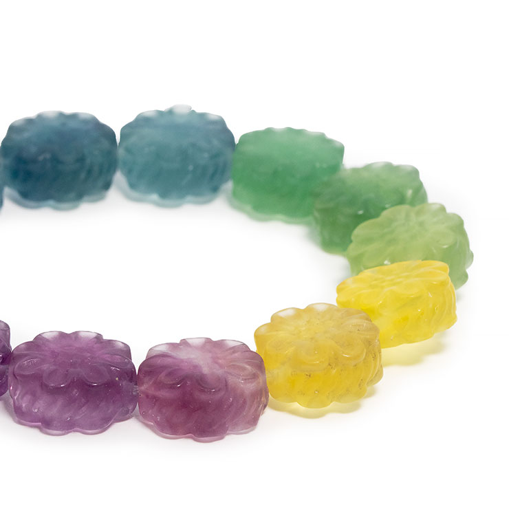 【一点もの】フローライト シンプルブレスレット フラワー