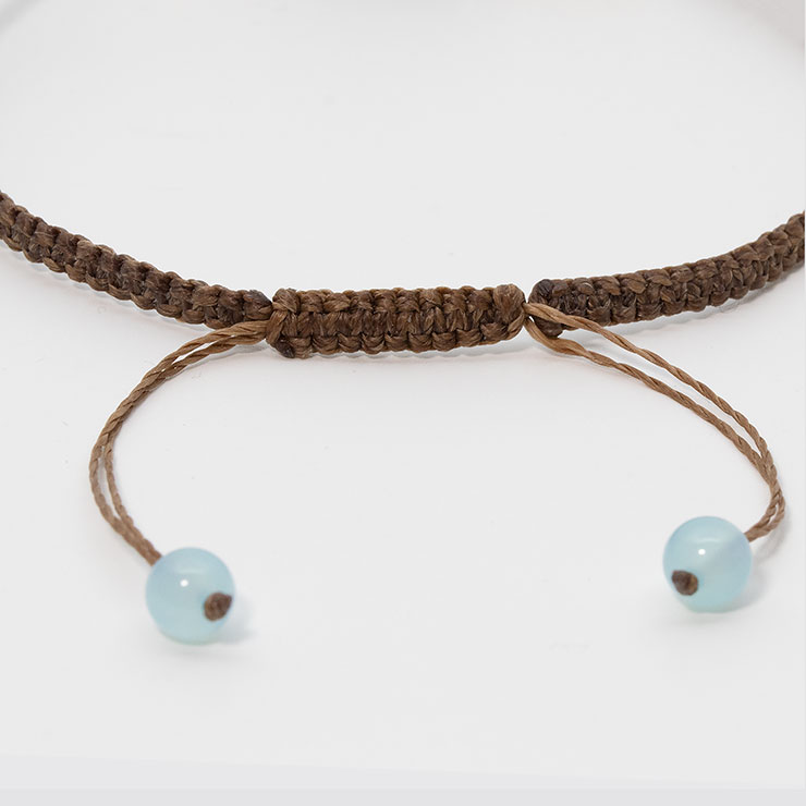 ターコイズ・シャンパンカラーオーラ編みアンクレット