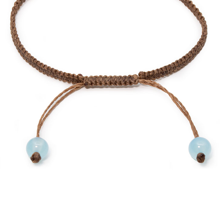 ターコイズ・シャンパンカラーオーラ編みブレスレット