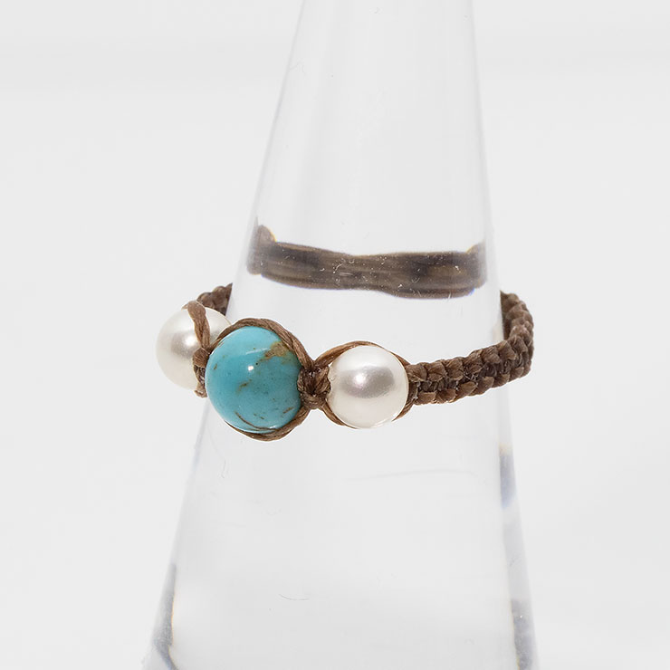 ターコイズ編みリング