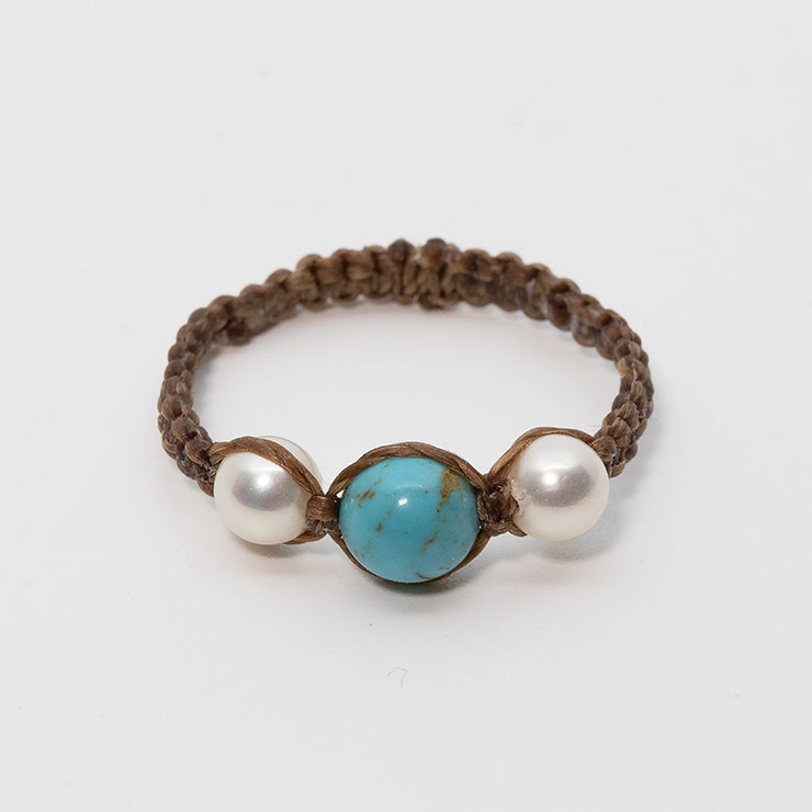 ターコイズ編みリング