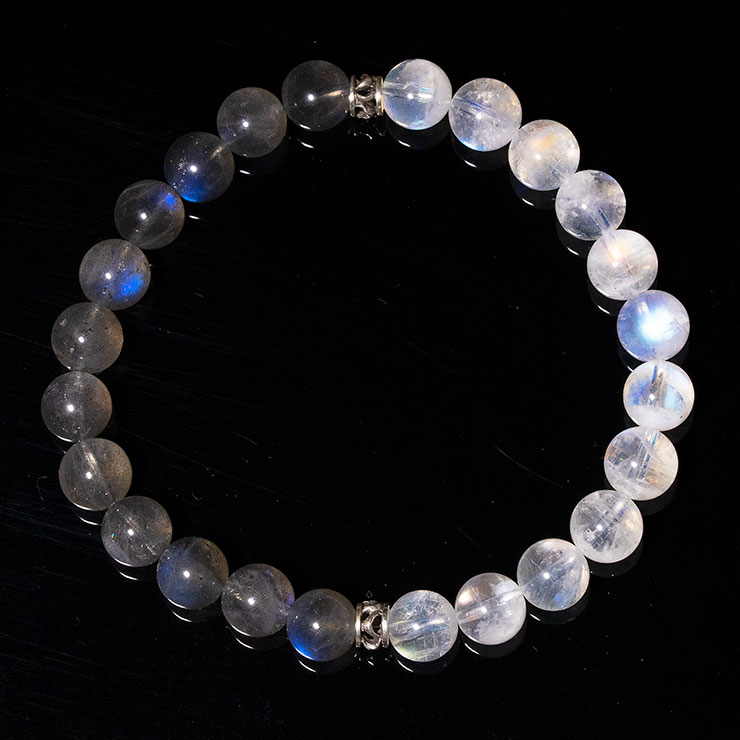 【X.G・一点もの】ホワイトラブラドライト・ラブラドライト デザインブレスレット