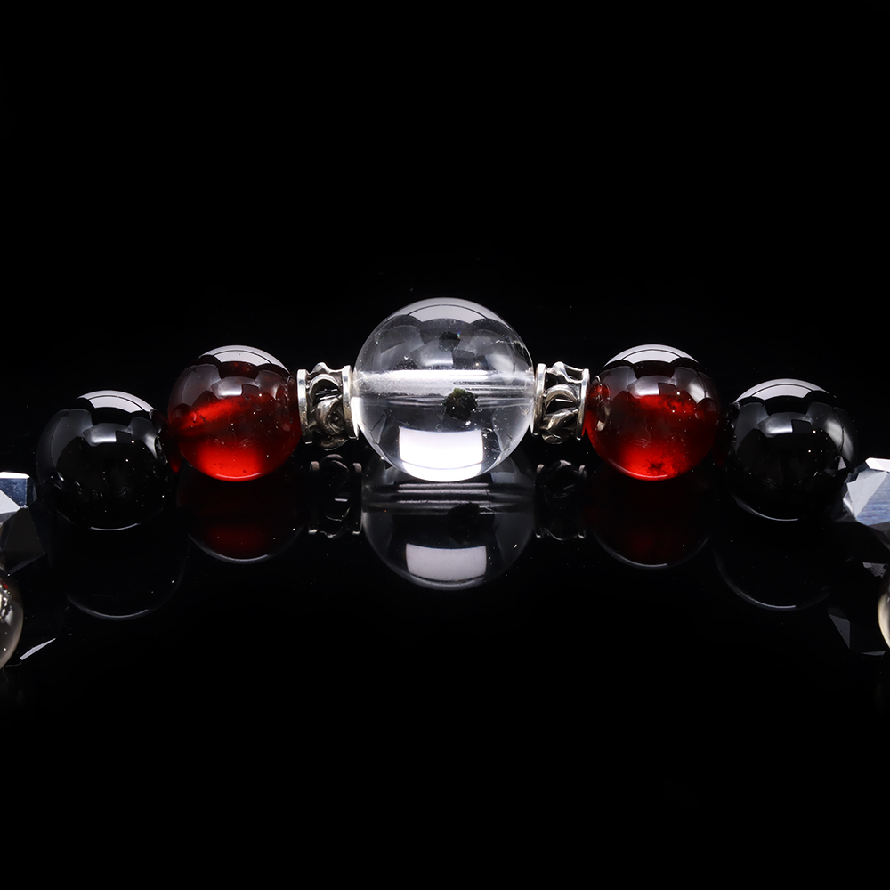 【X.G 一点もの】マイカインクォーツ・オレンジガーネット デザインブレスレット