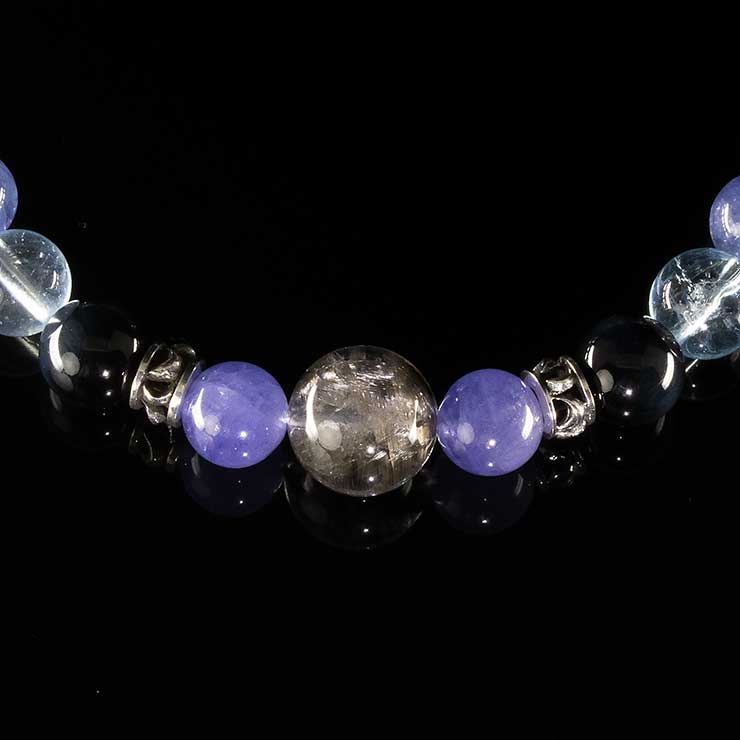 【X.G 一点もの】プラチナルチルクォーツ・タンザナイト デザインブレスレット