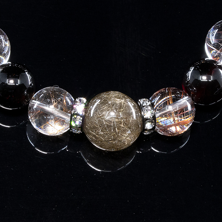 【X.G 一点もの】シルバールチルクォーツ・ガーネット デザインブレスレット