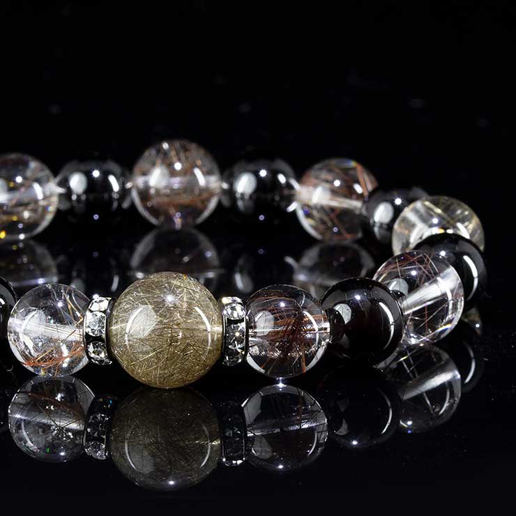 【X.G 一点もの】シルバールチルクォーツ・ガーネット デザインブレスレット