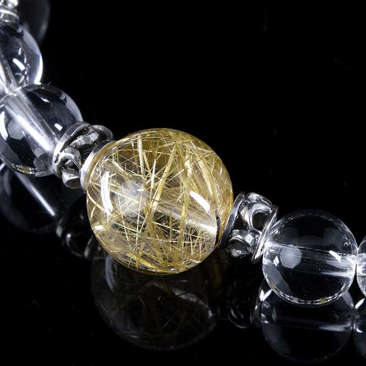 【X.G 一点もの】タイチンルチルクォーツ・プラチナルチルクォーツ デザインブレスレット