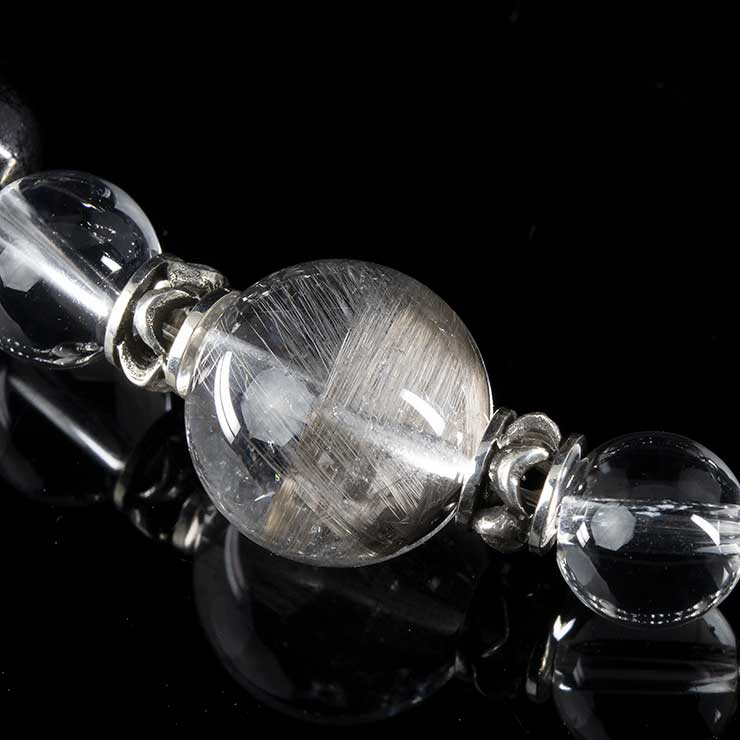 【X.G 一点もの】タイチンルチルクォーツ・プラチナルチルクォーツ デザインブレスレット