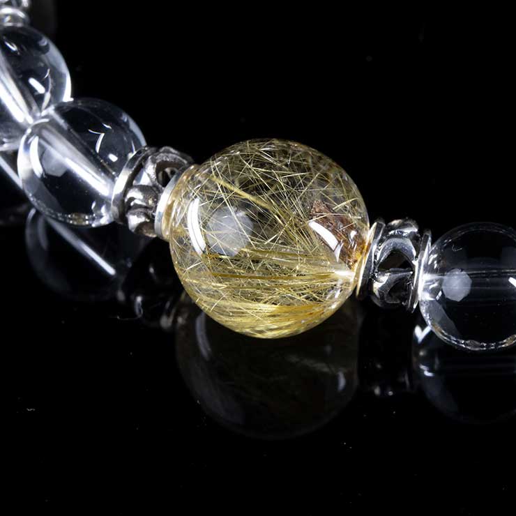 【X.G 一点もの】タイチンルチルクォーツ・プラチナルチルクォーツ デザインブレスレット