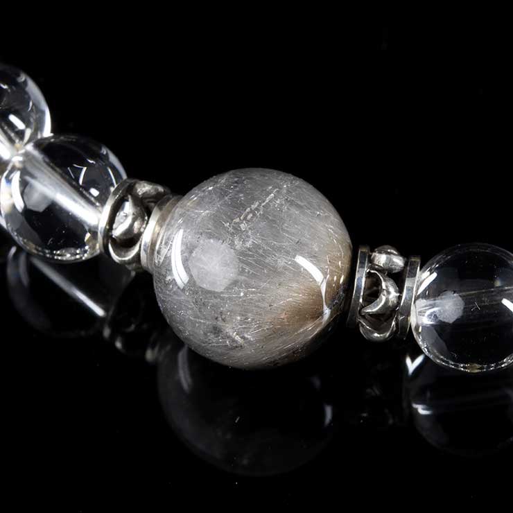 【X.G 一点もの】タイチンルチルクォーツ・プラチナルチルクォーツ デザインブレスレット