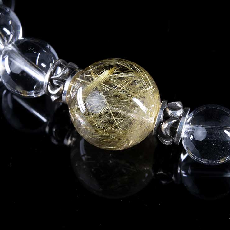 【X.G 一点もの】タイチンルチルクォーツ・プラチナルチルクォーツ デザインブレスレット