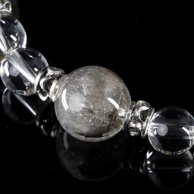 【X.G 一点もの】タイチンルチルクォーツ・プラチナルチルクォーツ デザインブレスレット