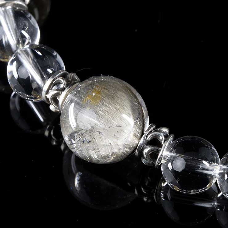 【X.G 一点もの】プラチナルチルクォーツ デザインブレスレット