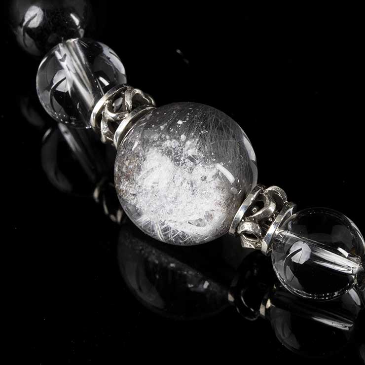 【X.G 一点もの】プラチナルチルクォーツ デザインブレスレット