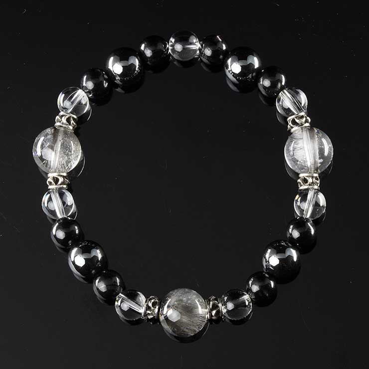 【X.G 一点もの】プラチナルチルクォーツ デザインブレスレット