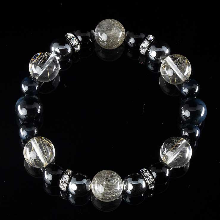 【X.G 一点もの】シルバールチルクォーツ・ブルータイガーアイ デザインブレスレット