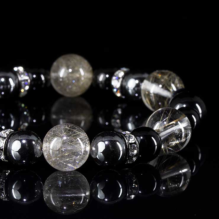 【X.G 一点もの】シルバールチルクォーツ・ブルータイガーアイ デザインブレスレット 