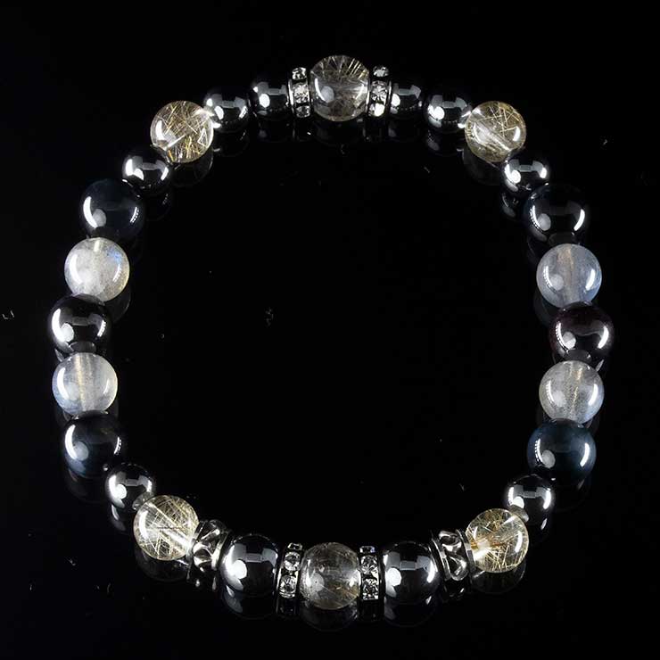 【X.G 一点もの】シルバールチルクォーツ・スギライト デザインブレスレット