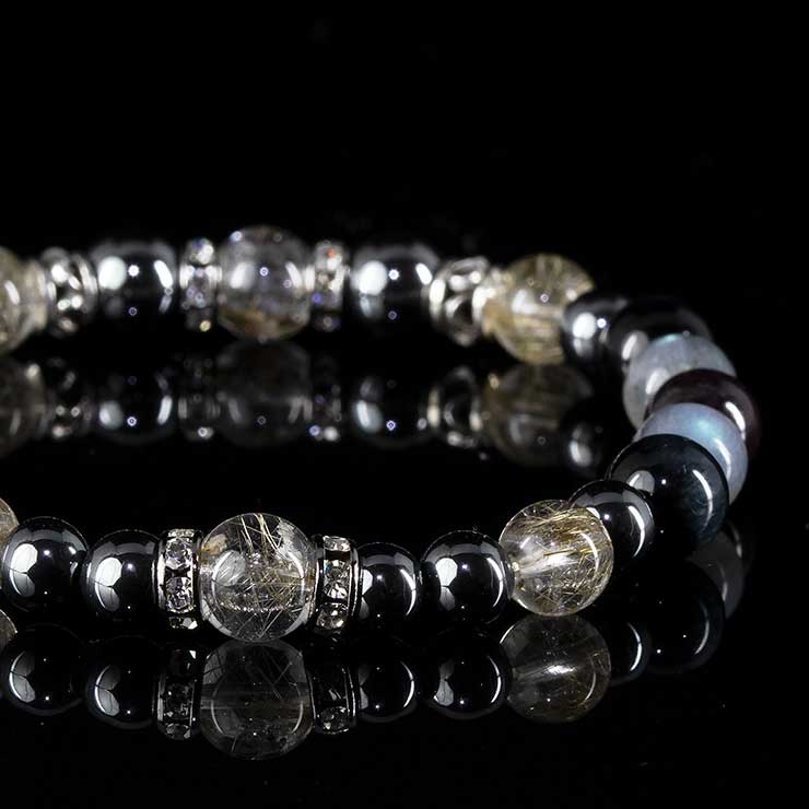 【X.G 一点もの】シルバールチルクォーツ・スギライト デザインブレスレット