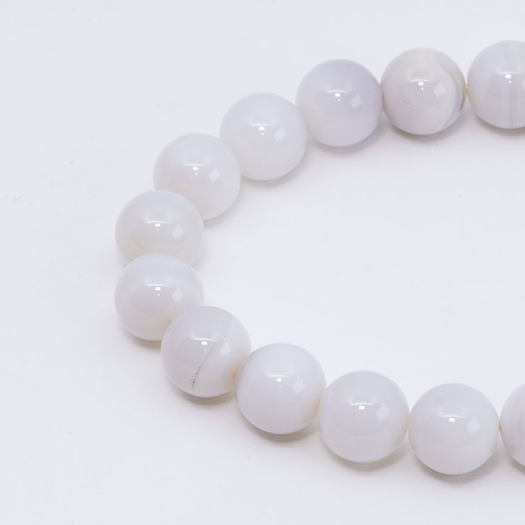 【一点もの】白雪瑪瑙 10mm シンプルブレスレット