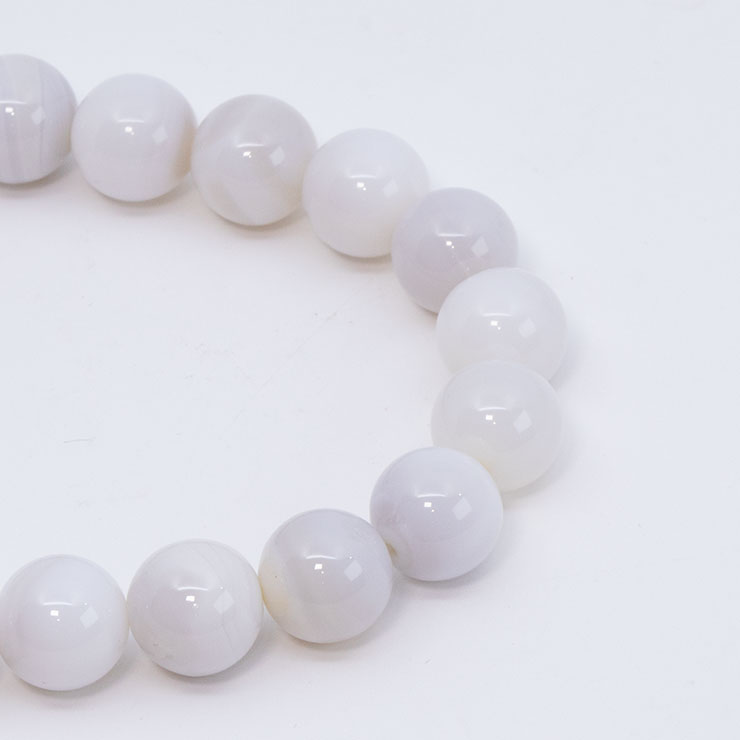 【一点もの】白雪瑪瑙 10mm シンプルブレスレット
