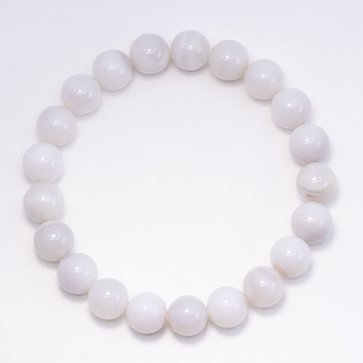 【一点もの】白雪瑪瑙 10mm シンプルブレスレット