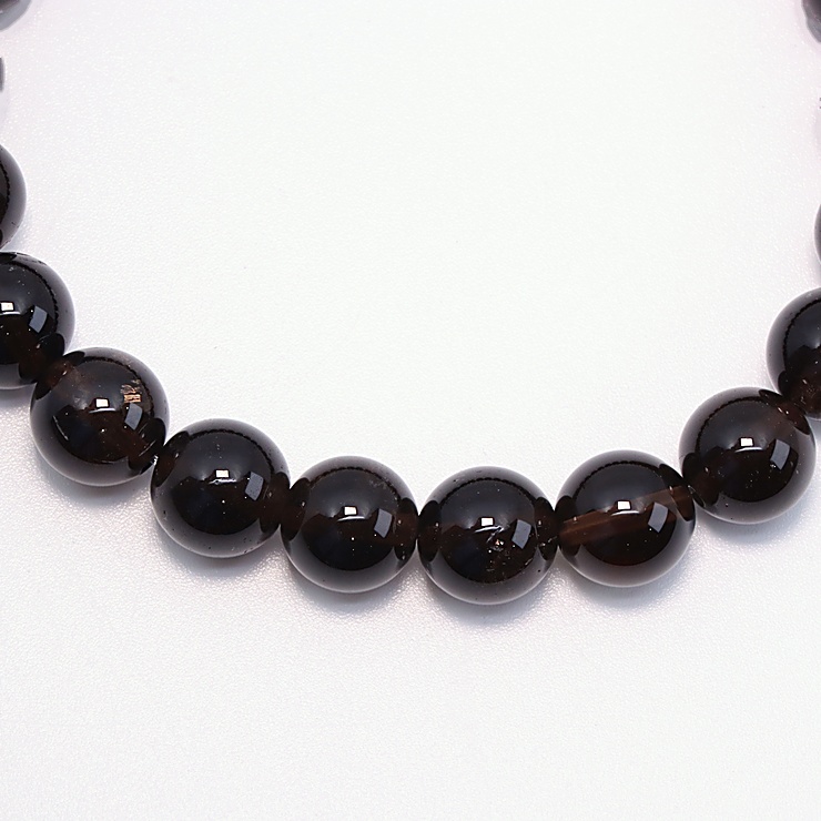 【一点もの】山梨黒水晶(黒平産) 10mm シンプルブレスレット【鑑別書付き】