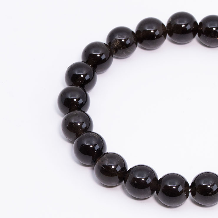 【一点もの】山梨黒水晶(黒平産) 10mm シンプルブレスレット【鑑別書付き】