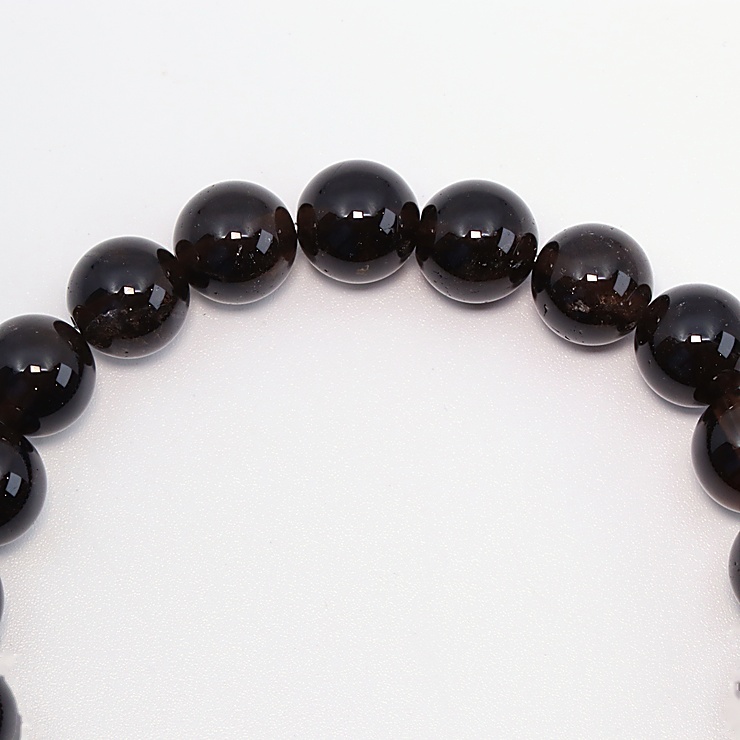 【一点もの】山梨黒水晶(黒平産) 10mm シンプルブレスレット【鑑別書付き】