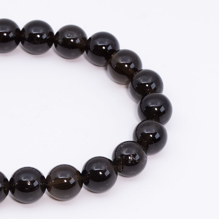 【一点もの】山梨黒水晶(黒平産) 10mm シンプルブレスレット【鑑別書付き】