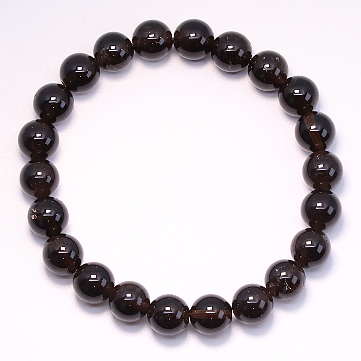 【一点もの】山梨黒水晶(黒平産) 10mm シンプルブレスレット【鑑別書付き】