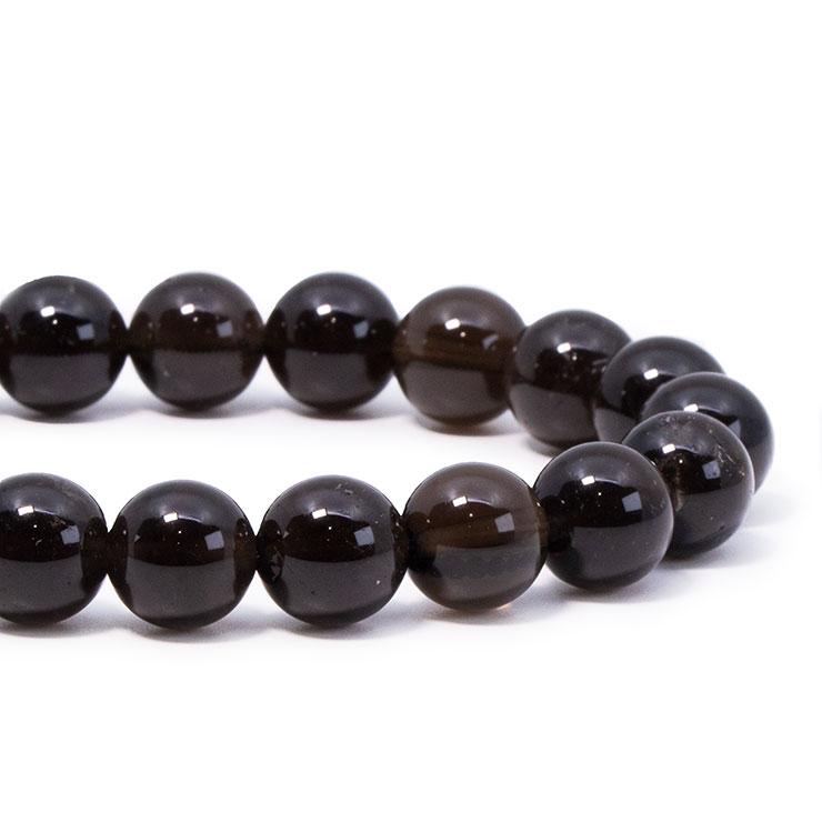 【一点もの】山梨黒水晶（黒平産） 10mm シンプルブレスレット【鑑別書付き】