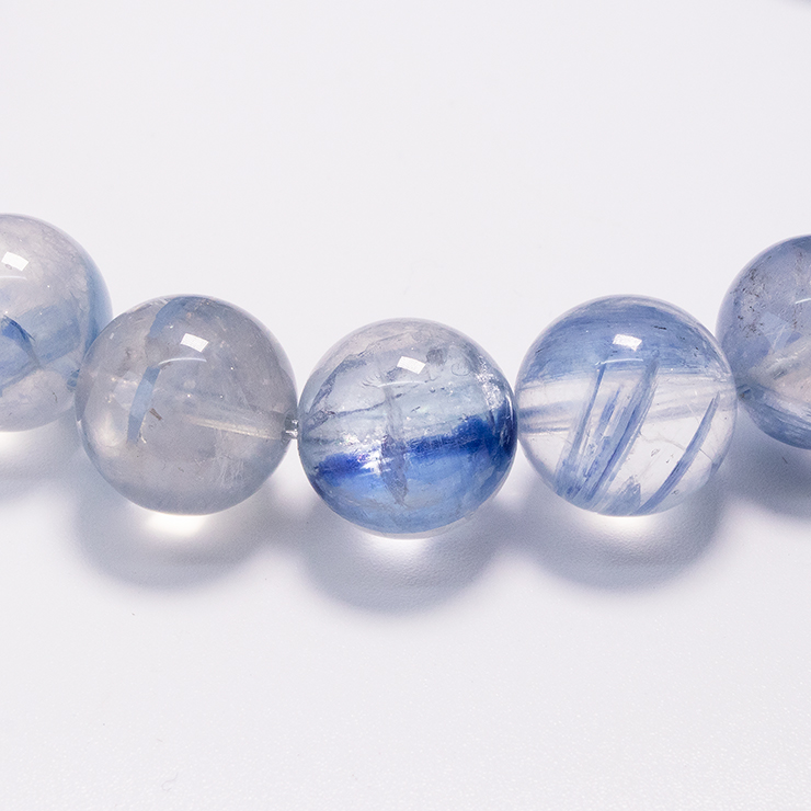 【一点もの】カイヤナイトインクォーツ12mm シンプルブレスレット【鑑別書付き】